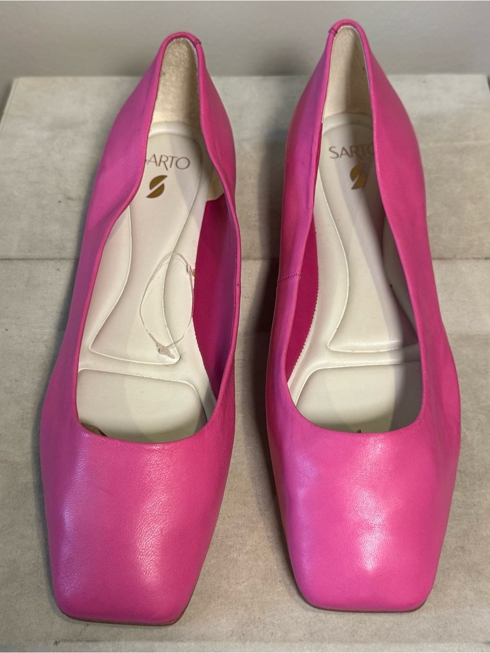Franco Sarto Women’s Pink Leather Square-Toe Ballet Flats, NWOT, size 7.5 - Picture 2 of 7